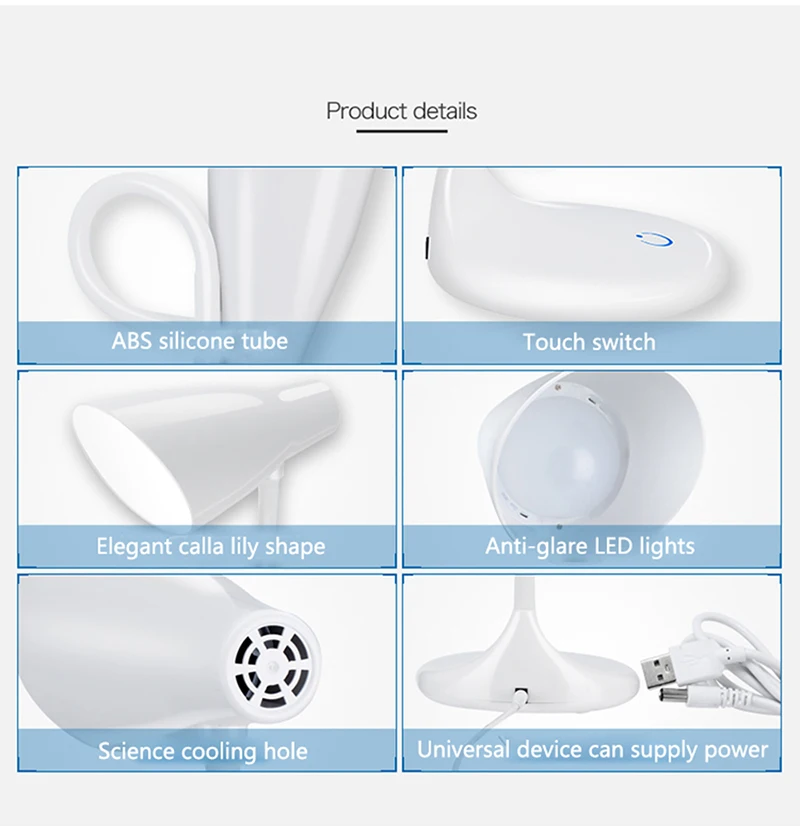 High Quality Adjustable Intensity Usb Rechargeable Led Desk Table Lamp Reading Light Touch Switch Luminarias De Interior | Лампы и