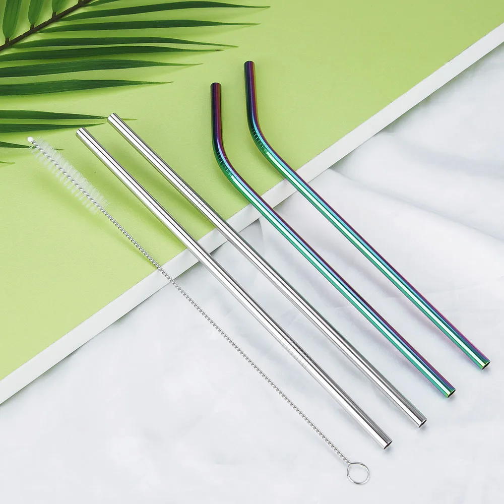 09-mixed-5pcs Anpro многоразовые, для питья соломы крепкий изогнутые прямые напитки 304 Нержавеющая сталь металлическая соломинка с Cleaner кисть для кружки 20/30 унций - Цвет: 09-mixed-5pcs