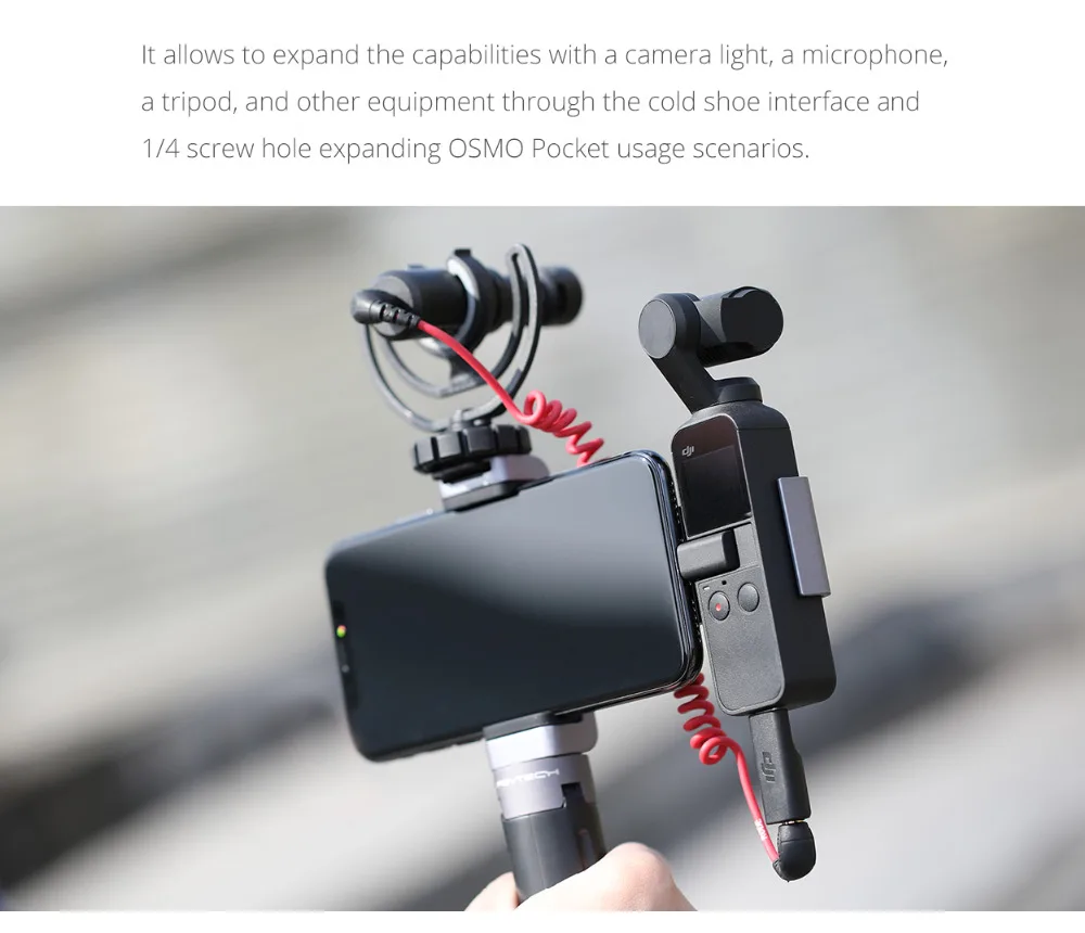 PGYTECH держатель плюс кронштейн+ микрофон+ стол Tirpod+ селфи удлинитель для DJI OSMO Карманный шарнирный стабилизатор для смартфона аксессуары