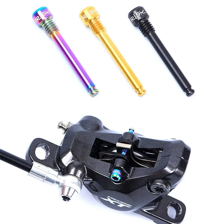 RISK 2pcs M4x26mm Titanium Alloy Bolts for Mountain Bike Oil Disc Pad MTB Bicycle TC4 Ti Screw for XT Brake Clamp Threaded Pin