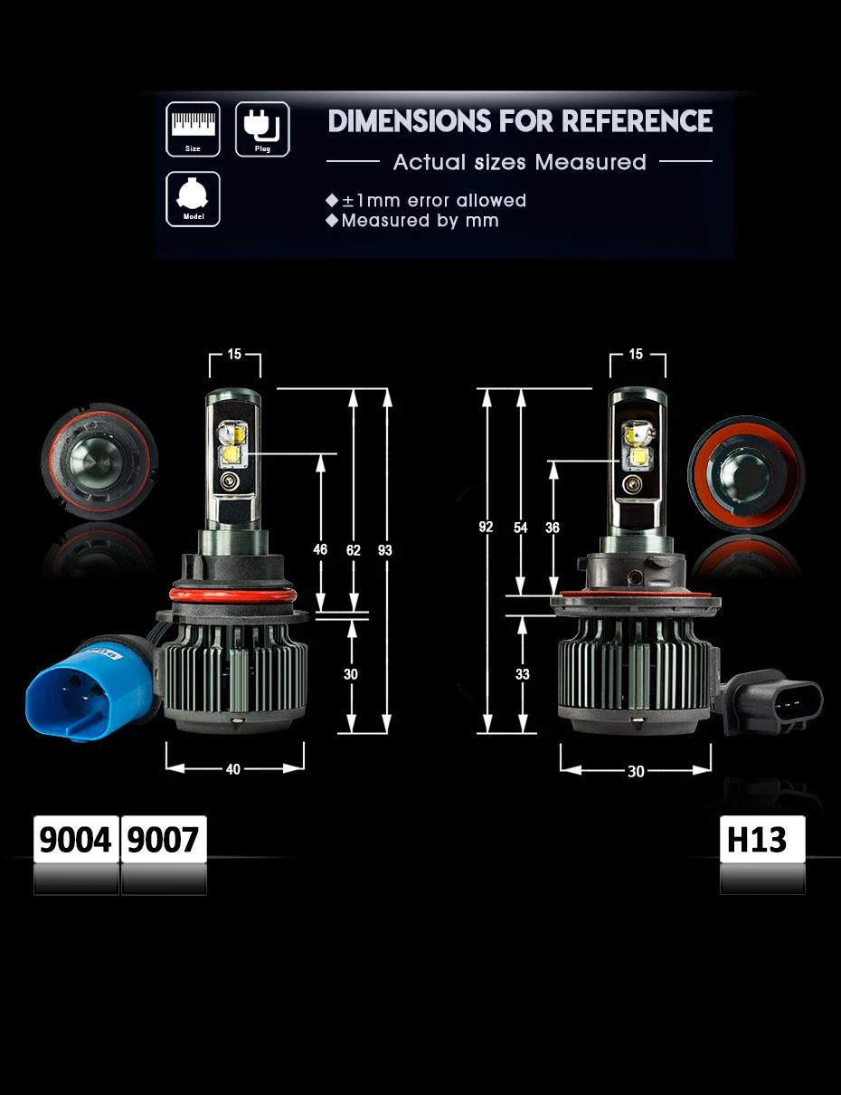 CNSUNNYLIGHT Автомобильная фара светодиодный H13 9008 9004 HB1 9007 HB5 автомобильная лампа фары для и основные фары 6000K для Toyota Previa/Dodge Ram