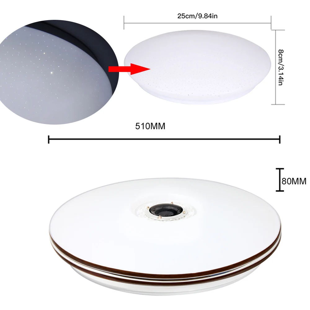 Умный светодиодный потолочный светильник RGB для гостиной 32 Вт с Bluetooth динамиком