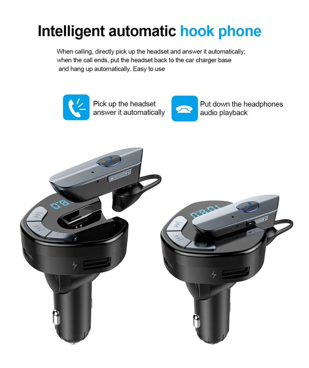 Автомобильный mp3 плеер Bluetooth FM модулятор аудио плеер беспроводная гарнитура Handfree модулятор музыкальный плеер USB зарядное устройство