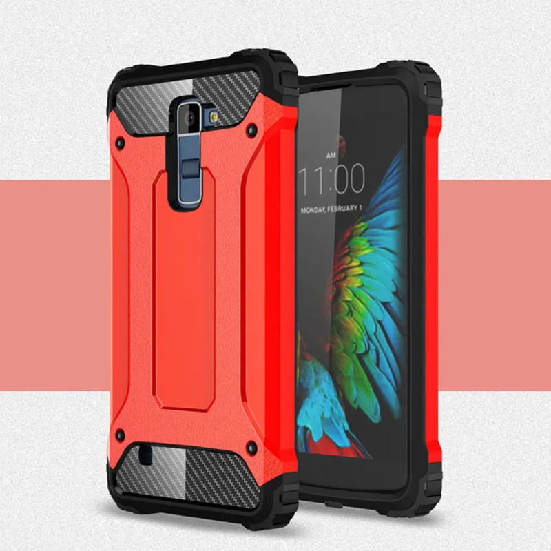 Противоударный чехол-броня Coque 5.3For Lg K10 чехол для Lg K10 Lte двойной K410 K420 K420n K430 K430ds F670 телефона чехол-лента на заднюю панель - Цвет: Red