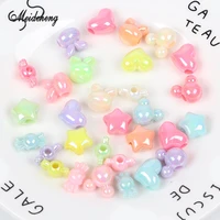 acrylic rainbow heart beads for jewelry diy making materials necklace bracelets gifts for needlework crafts princess bag