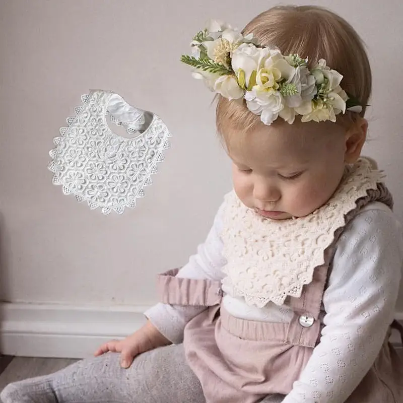 

Wecute Baby Bibs for Girls 360 Degree Rotatable Lace Fake Collar Saliva Towel Newborn Bib Kid Baby Feeding Accessories