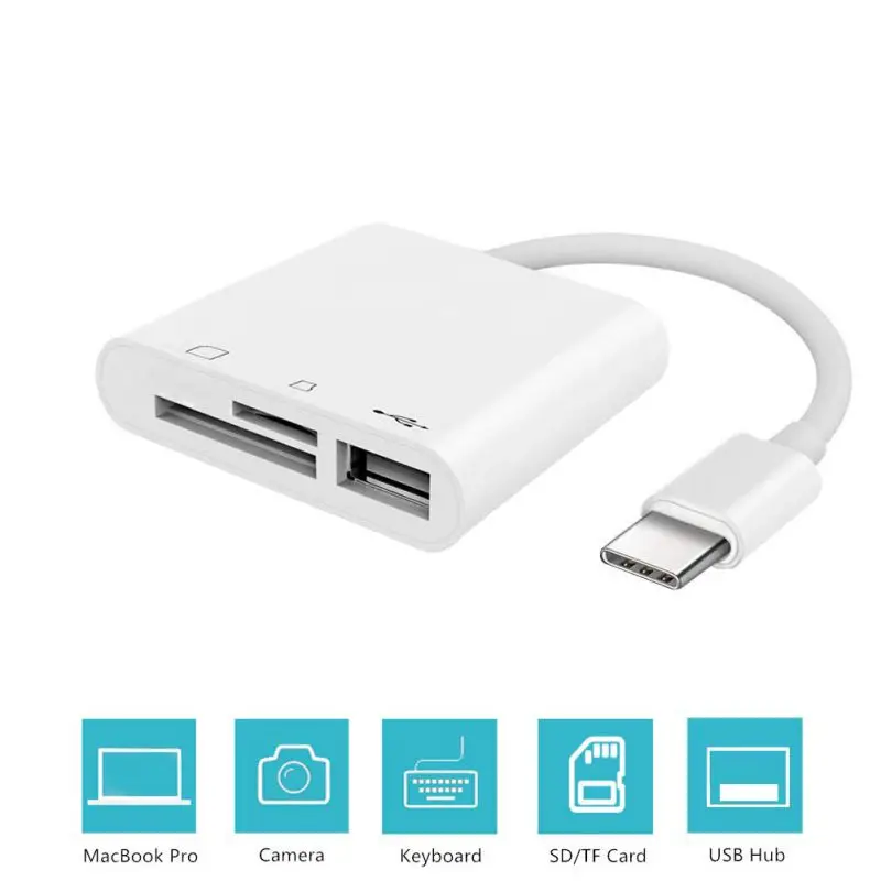 NEW 3 in 1 USB C to SD Type-C Camera Connection Kit Adapter TF Card Reader for New iPad Pro MacBook Pro/Air Samsung | Электроника