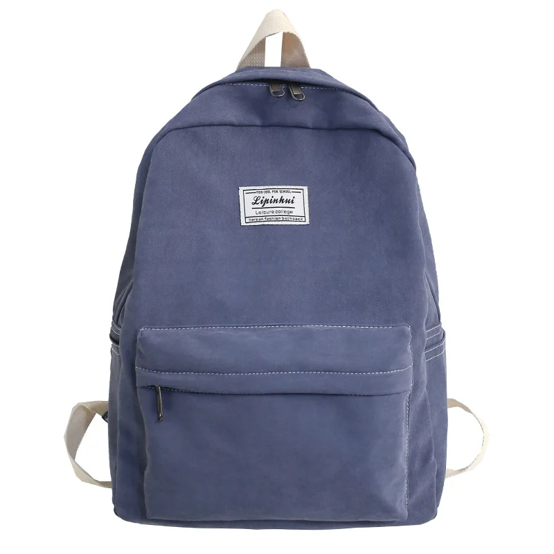 blue Cute Student Cotton Fabric Backpack Women School Bags For Teenage Girls Harajuku Backpacks Ladies Kawaii Luxury Female Book Bag - Цвет: blue