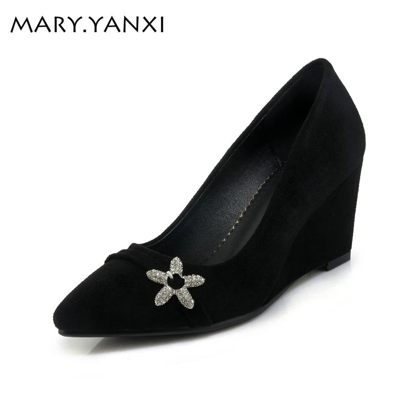Мода цветок со стразами Женская обувь туфли на высоком каблуке с острым носком