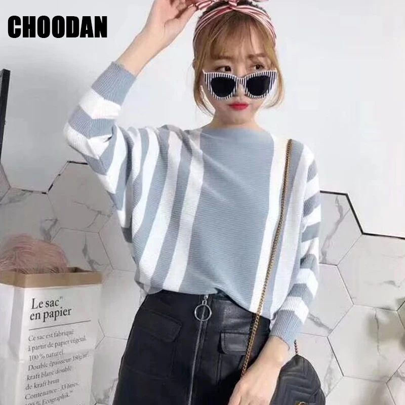 Полосатые свитера и пуловеры женщина осень-зима Мода 2018 Новый Повседневное рукав