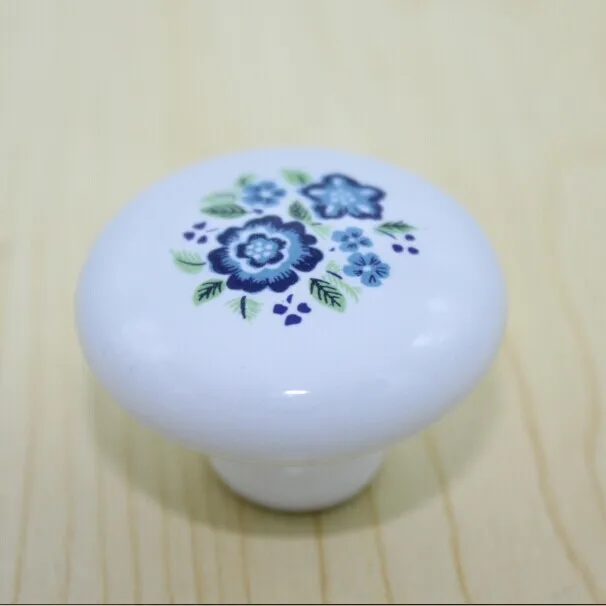 38mm ceramic kitchen cabinet knobs blue and white porcelain drawer dresser bedside table cupborad furniture door handles | Обустройство