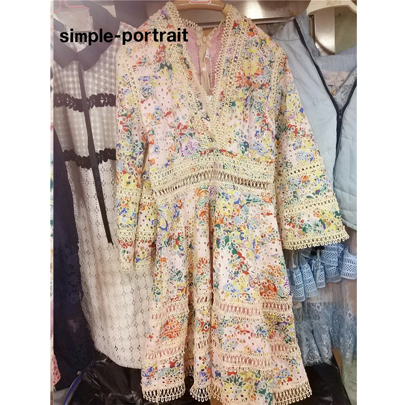 SP Simplee Автопортрет 2018 Новое поступление высококачественное кружевное платье с v
