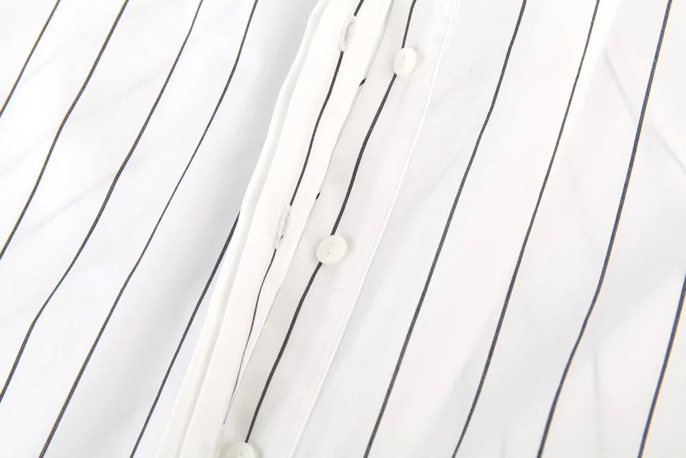 Лето 2019 г. Полосатый крест накрест Тонкий для женщин блузка рубашка открытые руки