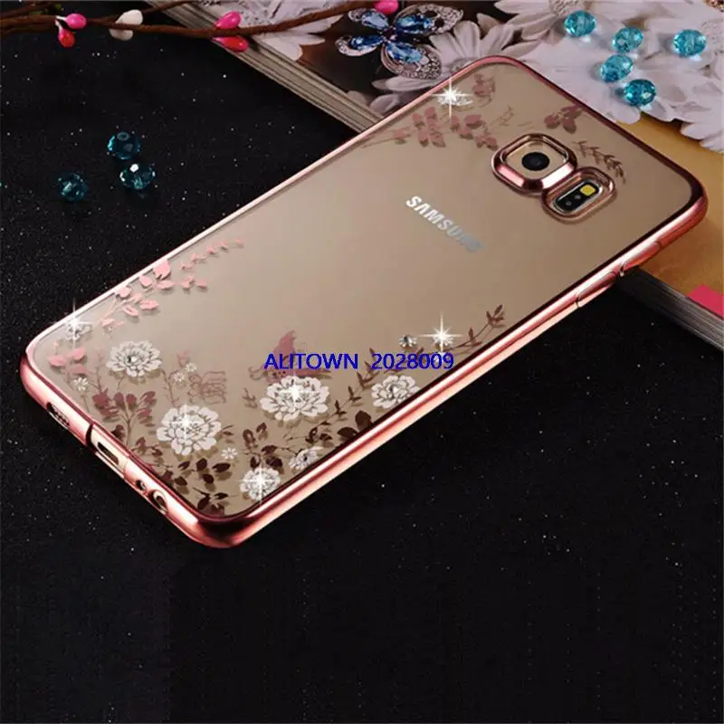 500 ШТ. Цветок Гальванических диаманта bling ясно мягкий чехол tpu для samsung galaxy s7 edge g9350