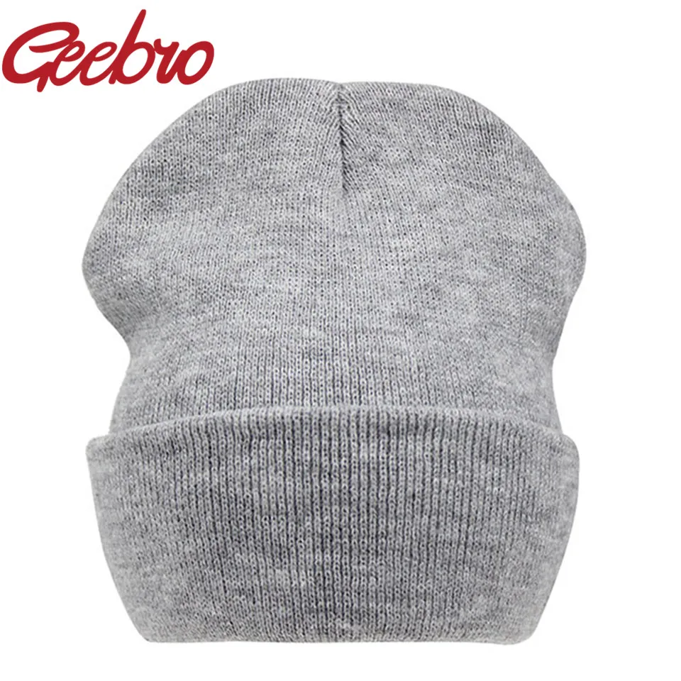 Однотонные повседневные облегающие шапки Geebro шапочка унисекс зимняя теплая