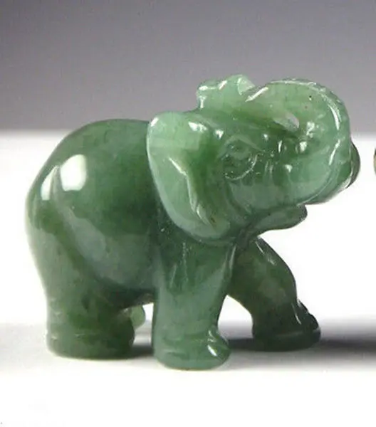 

free shipping 2 INCH Green Aventurine Jade Stone Craving Lucky elephant Feng Shui statue