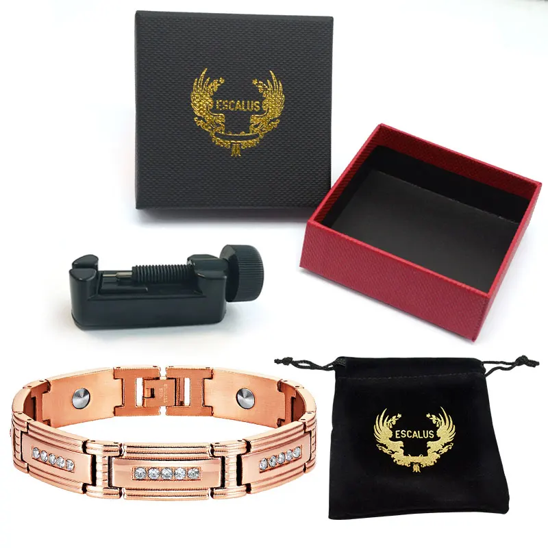 Add box GBS004RG Escalus кристалл высокий чистый 7 шт. Германий женский браслет розовое золото цвет энергия здоровья для мужчин сталь Шарм Браслет - Окраска металла: Add box GBS004RG