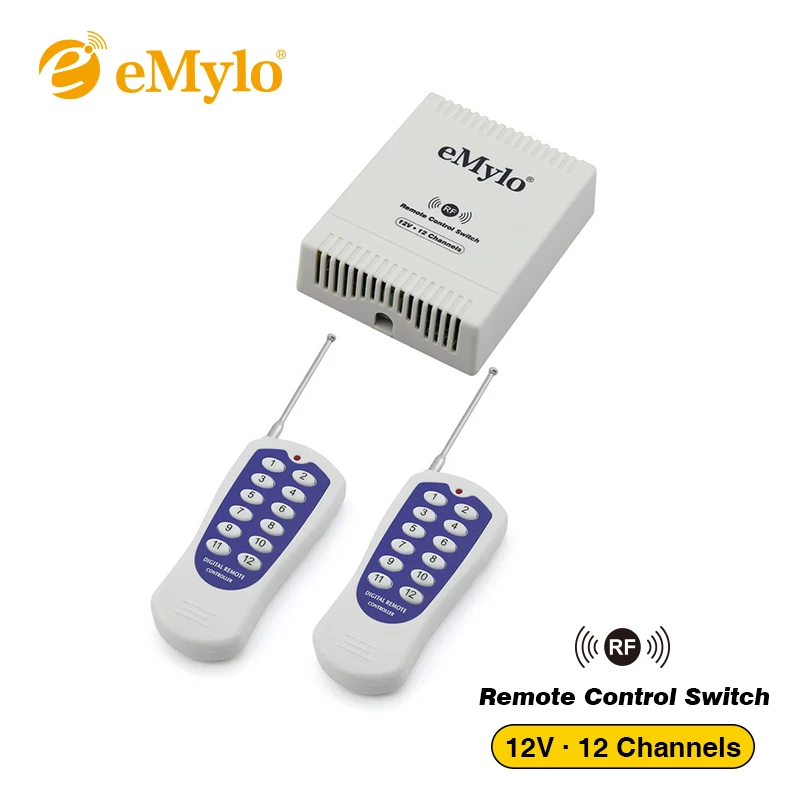 Фото eMylo DC 12V 12-Channels Relay Smart Switch Wireless RF Remote Control Light 433Mhz 2X White&Blue Transmitter Обустройство дома eMylo DC 12V 12-Channels Relay Smart Switch Wireless RF Remote Control Light 433Mhz 2X White&Blue Transmitter Обустройство дома
