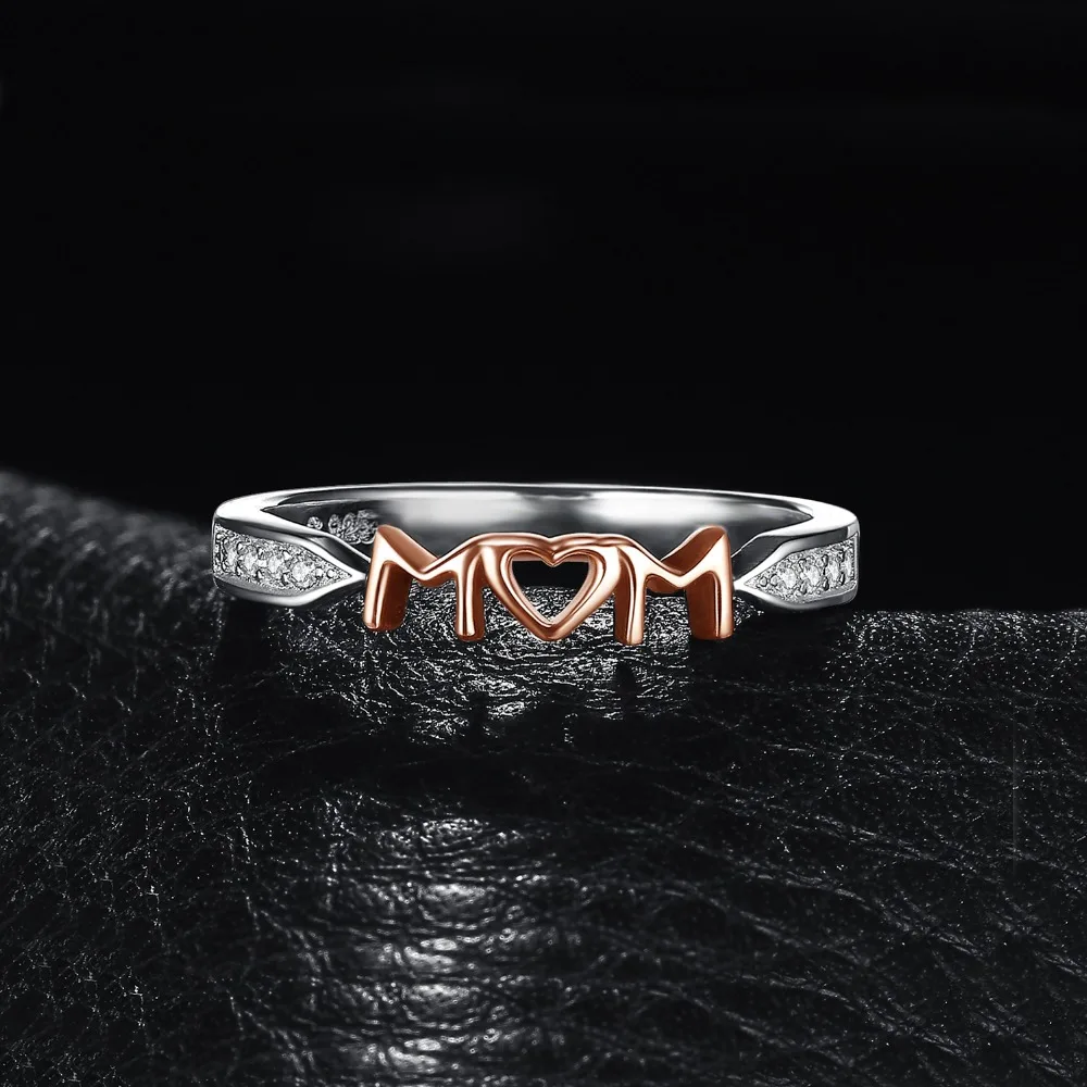 JPalace MOM Family Love Rose Gold Ring 925 Sterling Silver Rings for Women Stackable Band Jewelry Fine | Украшения и аксессуары