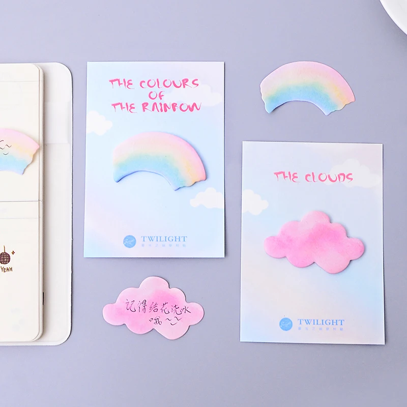 2 шт./лот Творческий Радуга облако memo pad Sticky заметки тетрадь стикеры школьные принадлежности канцелярские