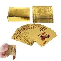 Gold foil 24K золотые игральные карты, колода для игры в покер, Золотая фольга, набор для покера, пластиковые волшебные карты, водостойкие карты, волшебные - Цвет: Gold foil