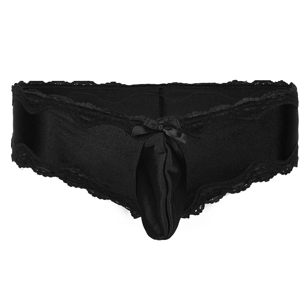 Black Сексуальное мужское нижнее белье, кружевные бикини шорты, трусы, пенис, сетчатый бандаж, трусы с выпуклой сумкой - Цвет: Black