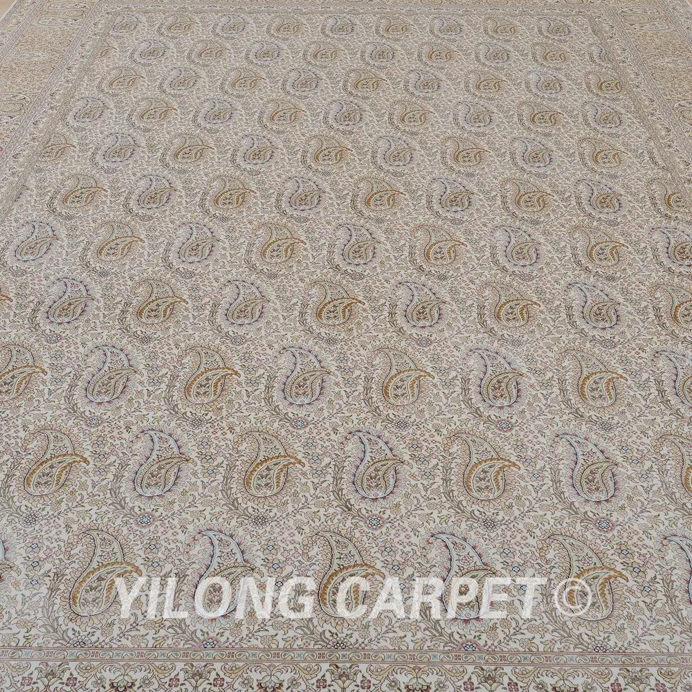 Yilong 8 'x 11 5' Восточный ковер ручной работы с узлом Большой античный бежевый