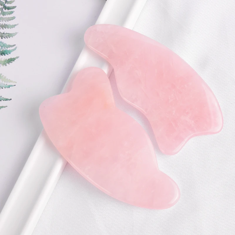 Нефритовый массажер гуаша натуральный розовый кварц инструмент для красоты и