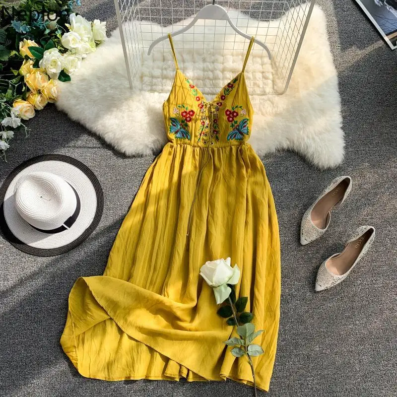 Neploe/лето 2019 женское платье сексуальное с цветочным принтом на завязках Camis Vestido