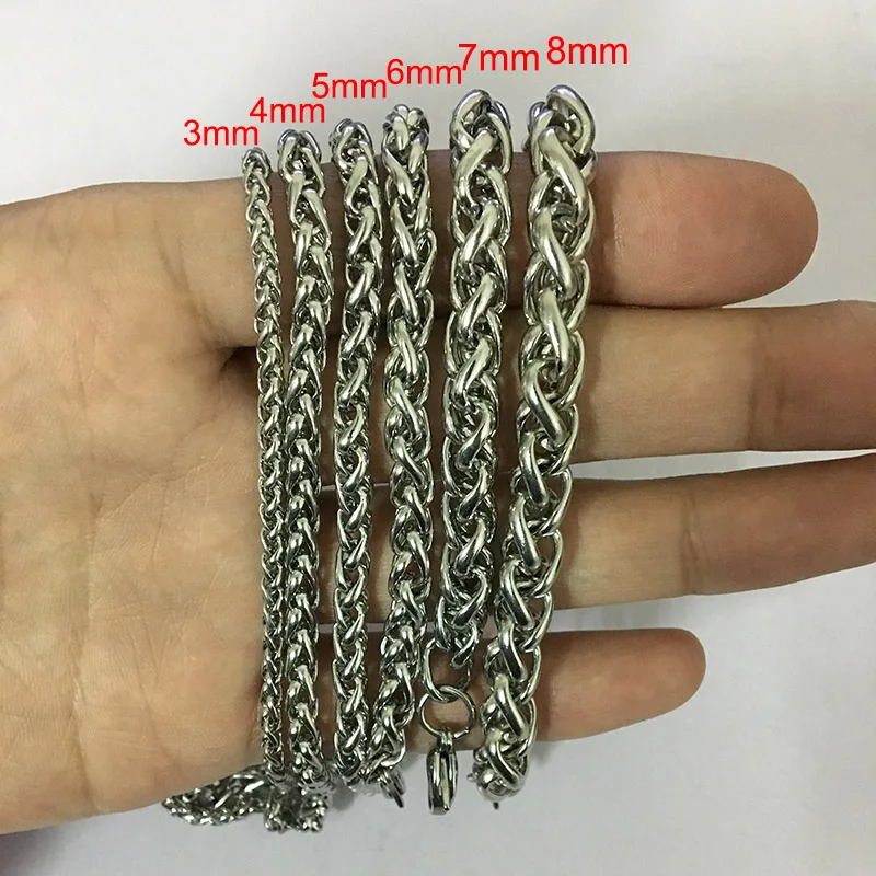 4 мм 6 8 pulseira masculina браслет из нержавеющей стали 316L S. Стальная цепочка на запястье