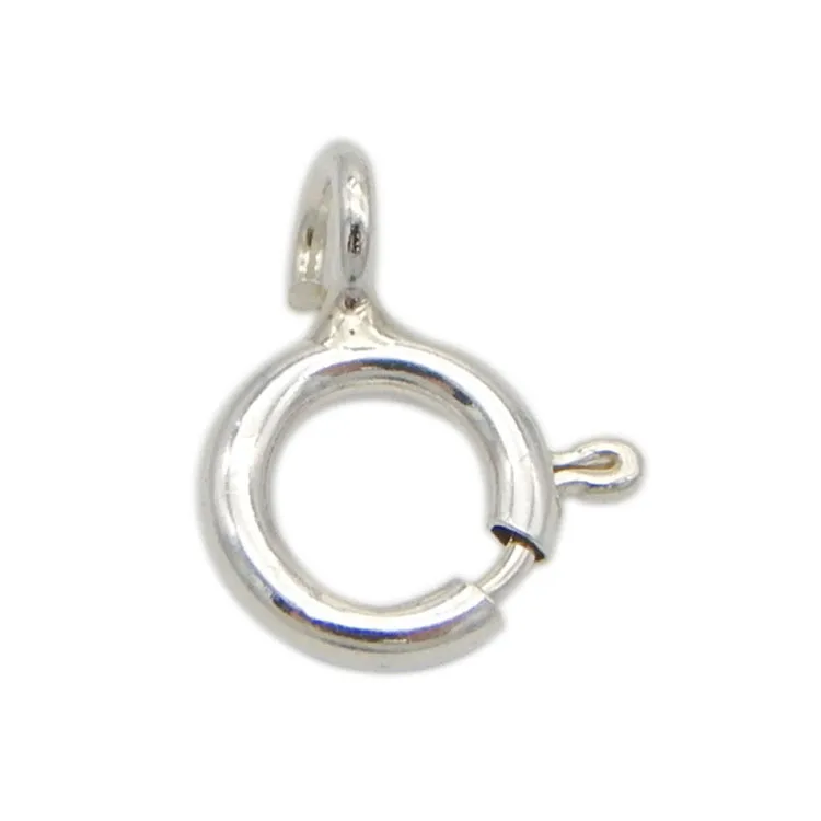 10 шт./лот 5 мм Стерлинговое Серебро 925 пробы круглые Пружинные застежки крючки для