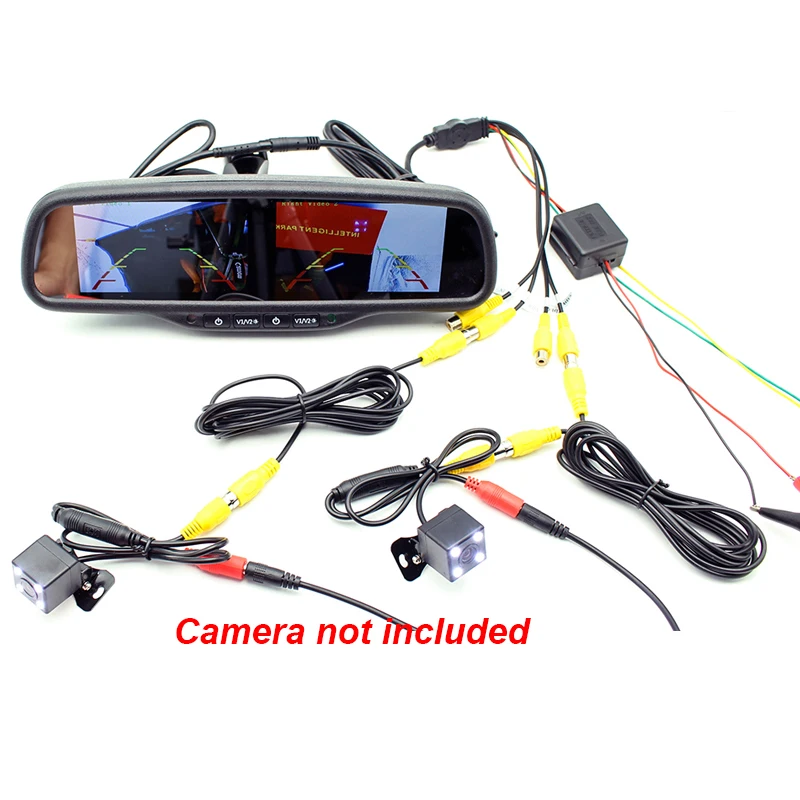 GreenYi HD 800X480 двойной 4,3 дюймовый экран TFT lcd Автомобильный монитор заднего вида зеркало 2CH видео в 2 шт. экран дисплей универсальная версия