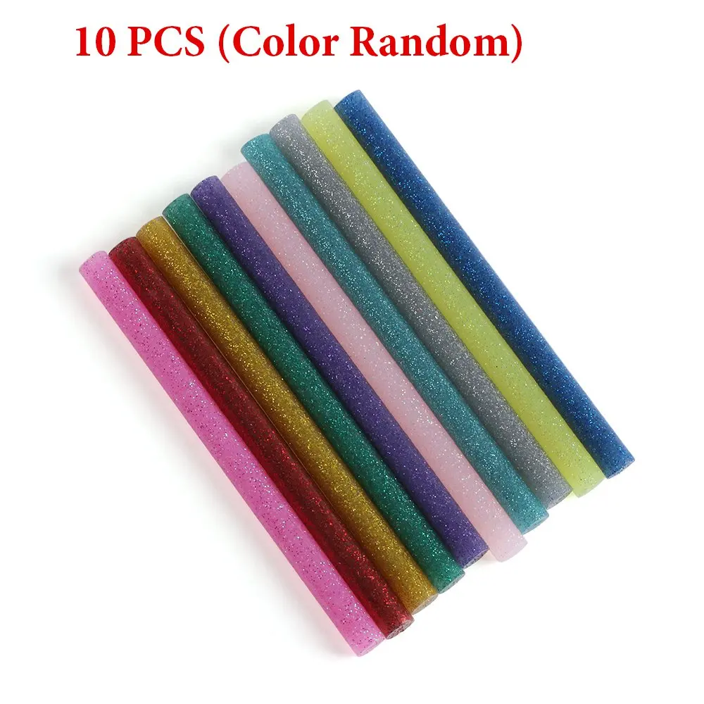 10pcs 5/10 шт многоцветный блеск для горячего расплава 7 мм Клей-карандаш для чехол для телефона сплав игрушка модель искусства Альбом Ремонт Аксессуары - Цвет: 10pcs