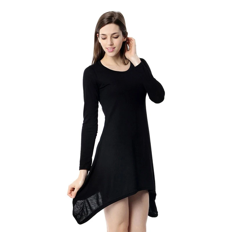 2018 Осенняя женская футболка с длинным рукавом Асимметричная одежда Vestidos