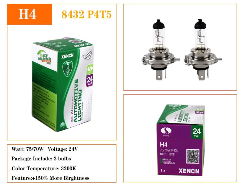XENCN H1 H3 H4 H7 24V 3200K прозрачная серия внедорожных стандартных фар для грузовиков, автомобильные лампы,, новинка, 2 шт