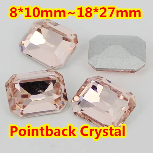 

Light Peach Rectangle Shape Crystal Fancy Stone Point Back Glass Stone For DIY Jewelry Accessory.10*14mm 13*18mm 18*25mm 20*30mm