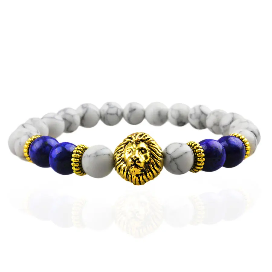 Модная голова льва оптом черный вулканический Лава камень тигровый глаз 8 мм