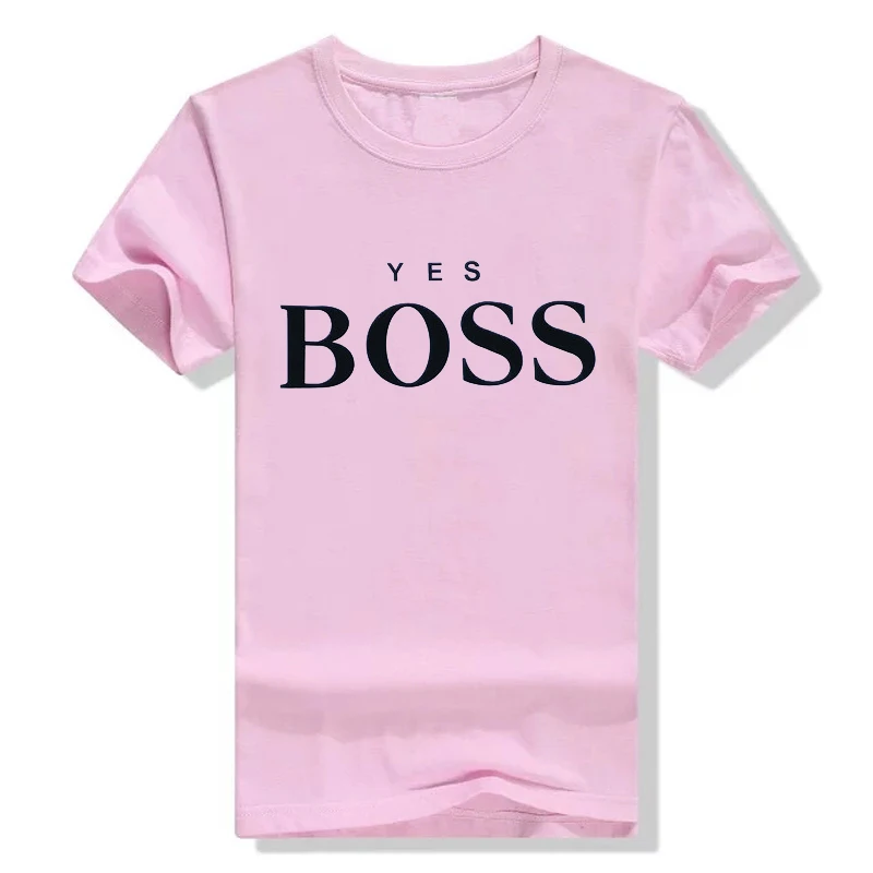 Футболка Для женщин да с надписью Boss принт короткий рукав Slim Fit Chemise Femme|Футболки| |