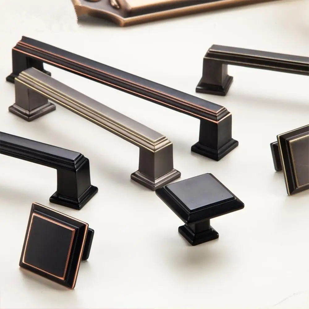 Американская ручка для шкафа дверного выдвижного ящика черная ретро простая