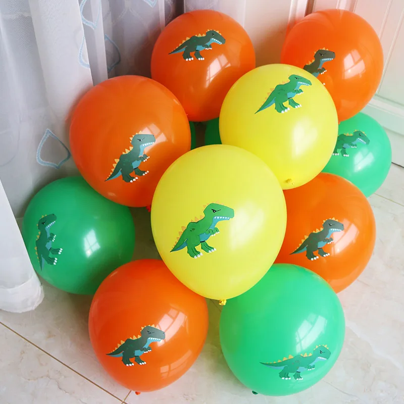 10 шт. дюймов 12 дюймов мультфильм Динозавр зеленый желтый шар Baby Shower детская вечеринка с днем вечерние рождения шар Вечеринка DIY украшения - Цвет: Многоцветный