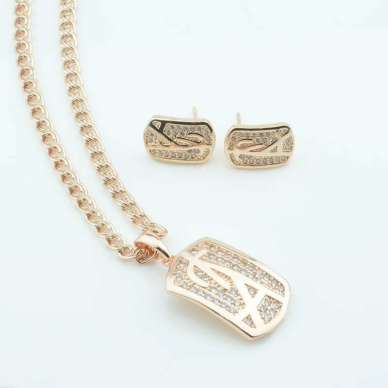 Женские серьги гвоздики с кристаллами FJ золотистые квадратные подвесками