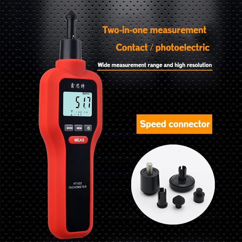Hti Digital Tachometer 2 in 1 Non-Contact& Contact Tach Rotation Speed Measurement RPM Meter HT-522