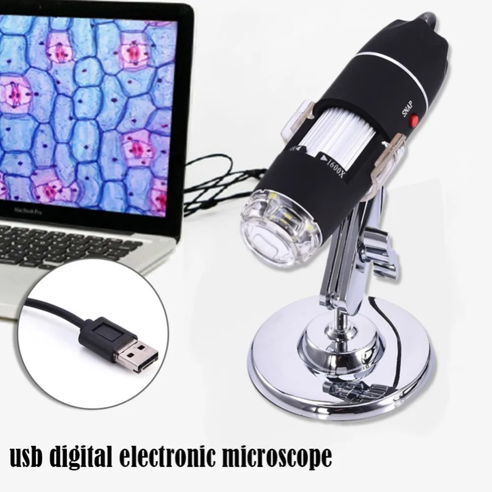 8 СВЕТОДИОДНЫЙ Цифровой Микроскоп USB 1600X эндоскоп камера микроскопия Лупа
