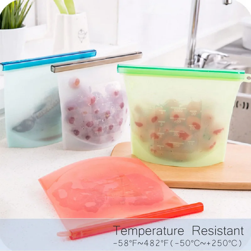 Многоразовый силиконовый Пакет для хранения пищевых продуктов герметичный