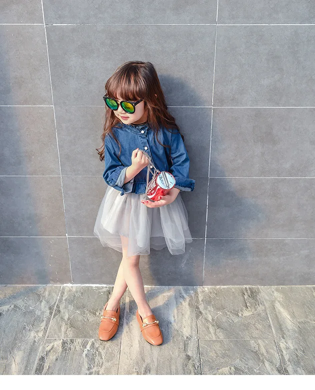 Девушка Джинсовые Dress2017Spring и AutumnKids Девушки Одежду для Первого Дня Рождения