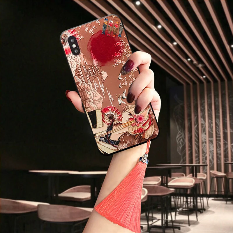 Кимоно девушка кисточкой чехол для телефона для iPhone XS MAX XR Мягкий ТПУ задняя крышка для iPhone 8 7 6S 6 Plus чехол для iPhone 11 Pro Max Capa