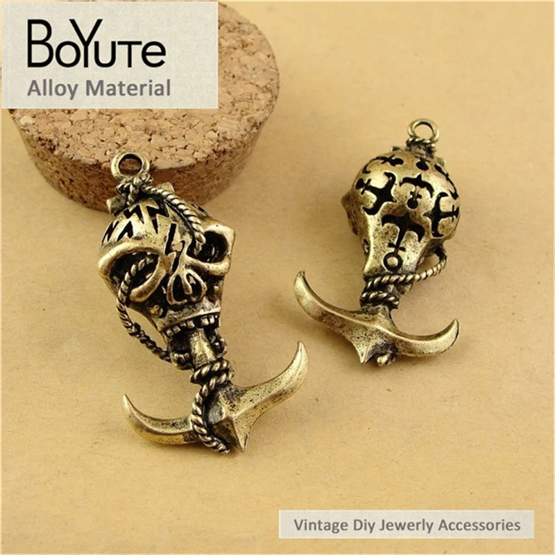 

BoYuTe (10 шт./лот) 45*25 мм винтажный металлический Большой Череп Якорь Подвески для изготовления ювелирных изделий Diy ручной работы Якорь Подвеск...