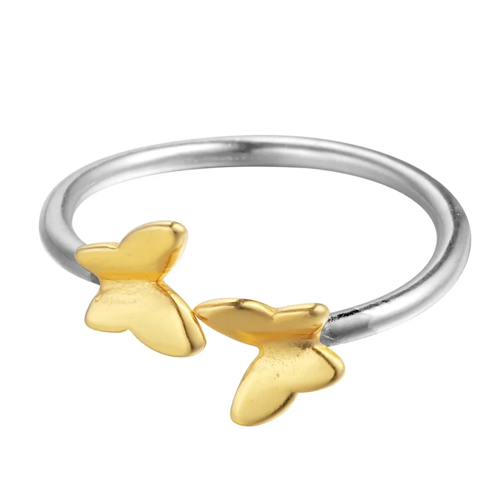 Kinitial Новые Регулируемые кольца с золотыми бабочками для женщин и детей модное