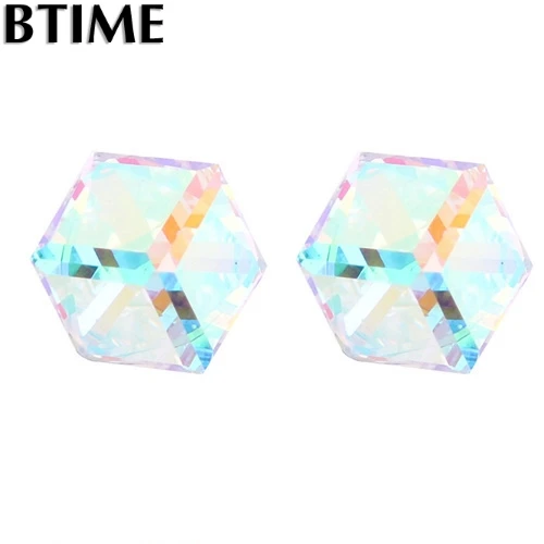 Btime Мода 5 цветов Cube Кристаллы серьги для Для женщин Стад кристаллы Swarovski