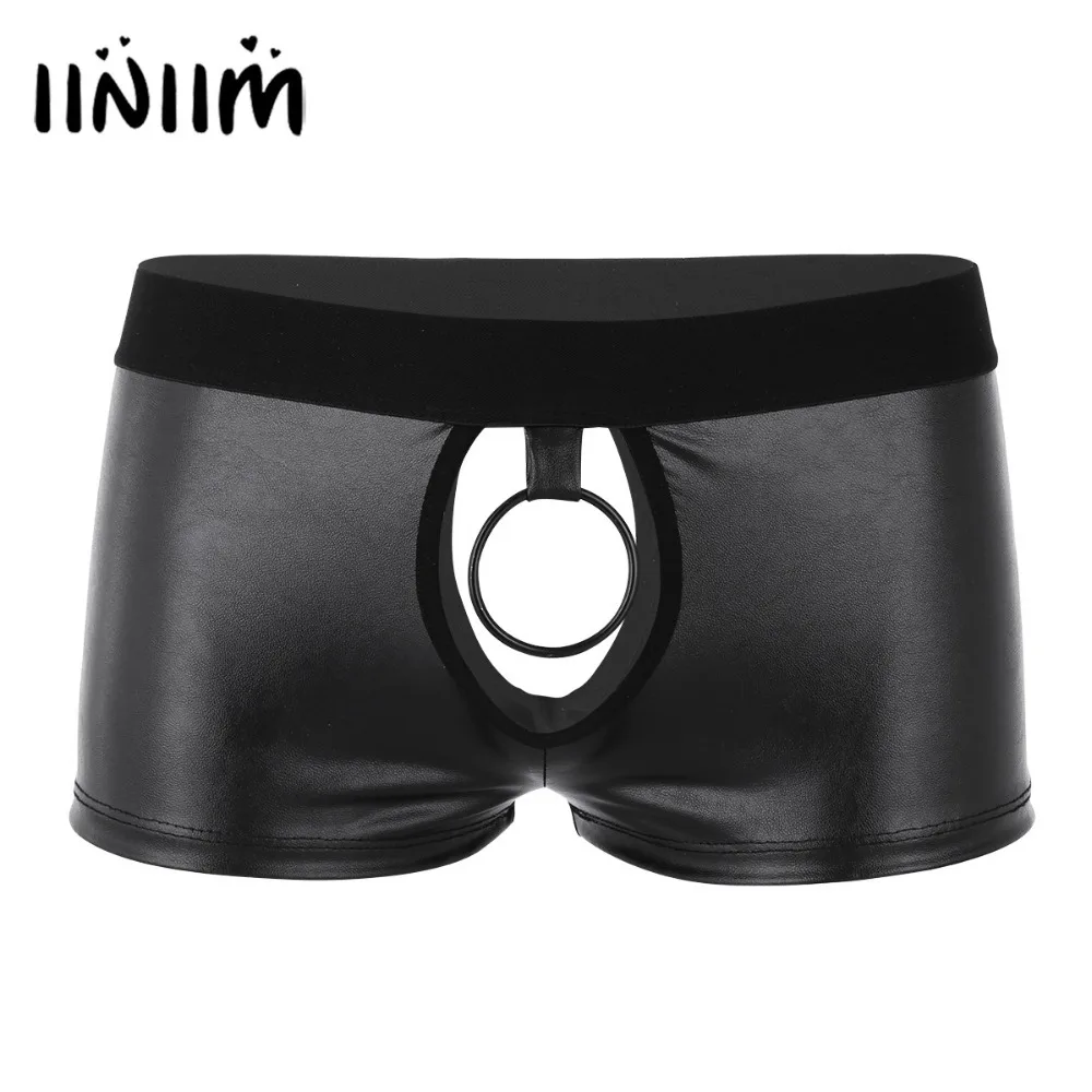 Мужские трусы боксеры с низкой посадкой черные мягкие вырезами металлическим